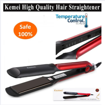 Kemei KM-531 Professional Hair Straightener - Black and Red - Image 4
