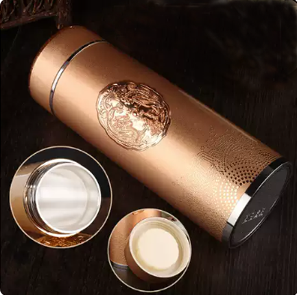 Golden Steel Thermos Bottle