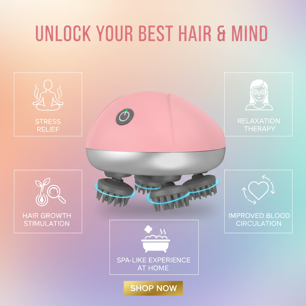Smart Scalp Massager with Red Light - Electric, Portable, Waterproof Head Massager for Hair Growth - Image 4